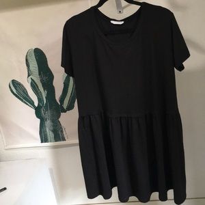 Black Flounce T Shirt Dress